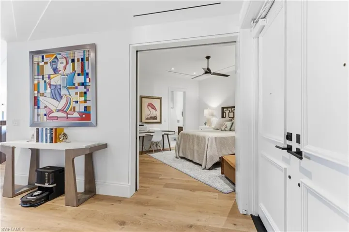 Bedroom featuring light wood-type flooring and recessed lighting
