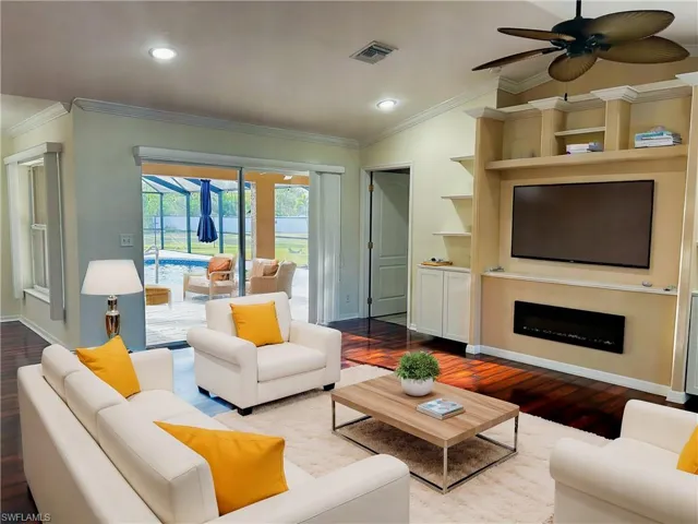 Virtually Staged Living Room with electric fireplace