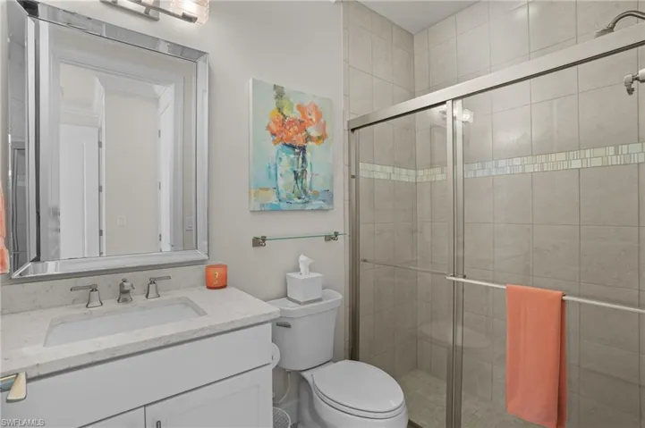 Guest bath with glass door shower