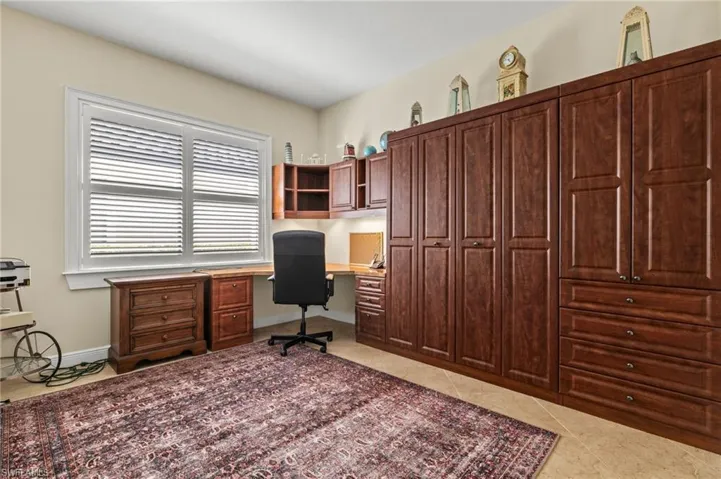 Tiled office space with built in desk