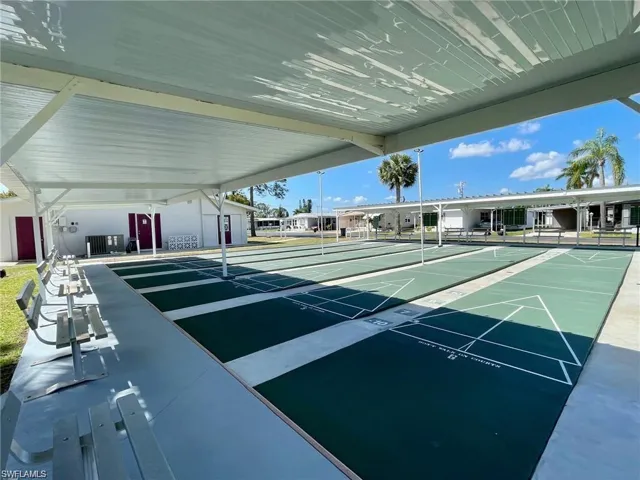 Shuffleboard is one of the  favorite activities of residents.