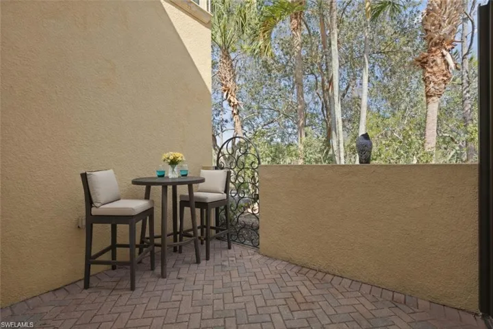 View of side patio virtually staged