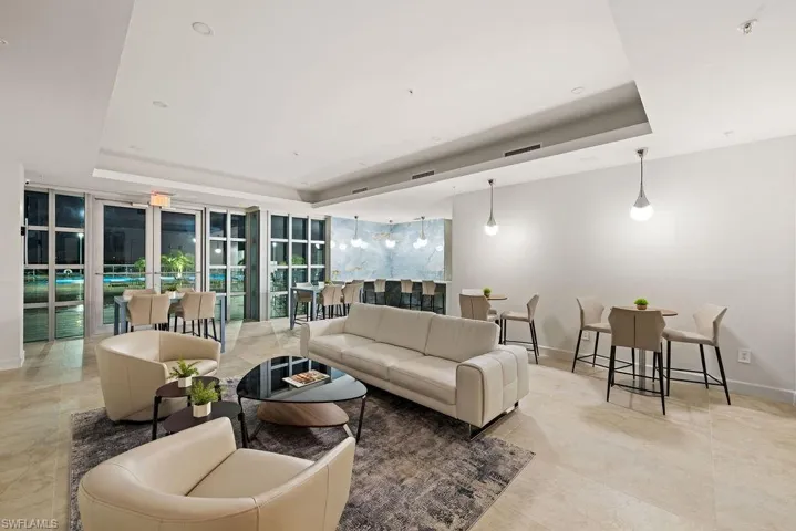 Living room with a raised ceiling