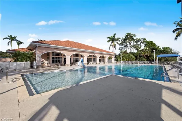 Community pool featuring a patio area
