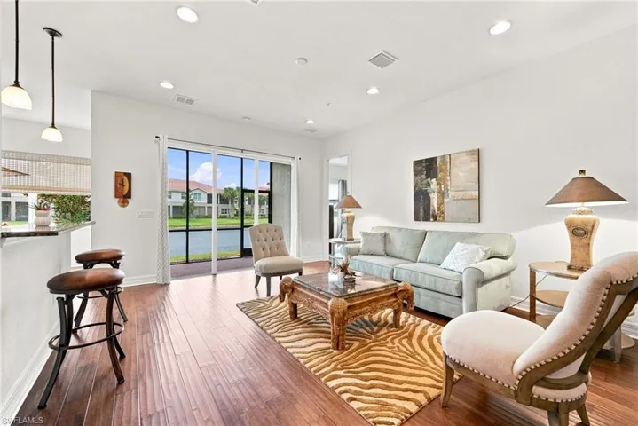 The wood floor really finishes off the family room.
