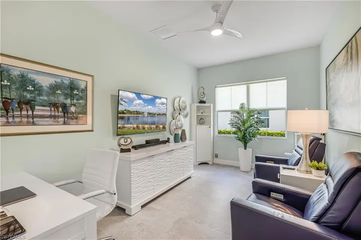 Office space with a ceiling fan