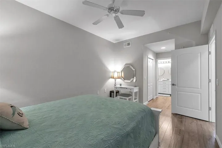 Owner's suite with plank flooring