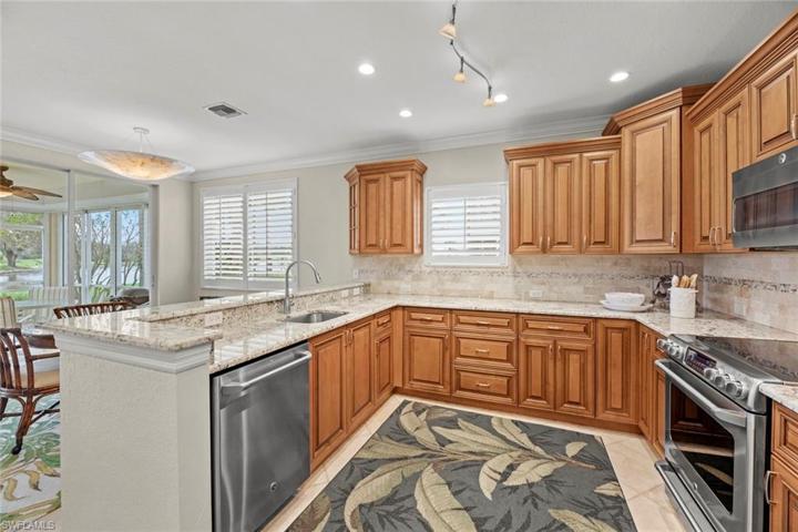 Granite counter tops, tile back splash