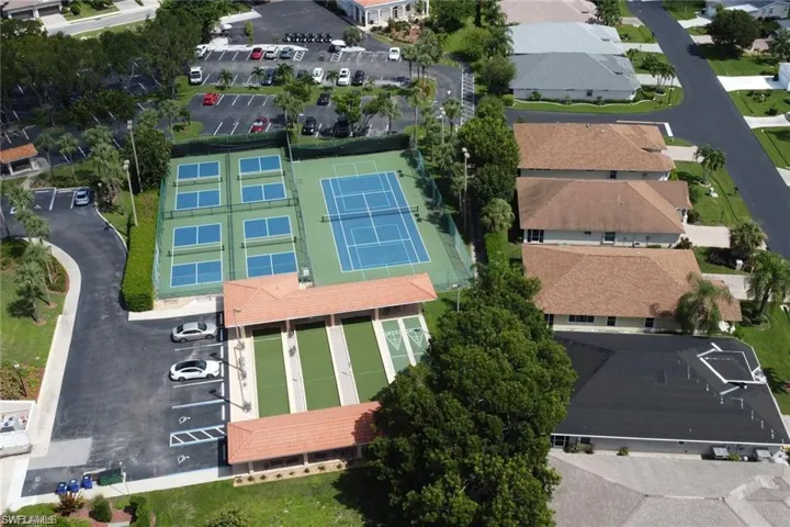 4 Pickelball Courts a long with tennis court, bocce ball, and shuffleboard courts at main club house.