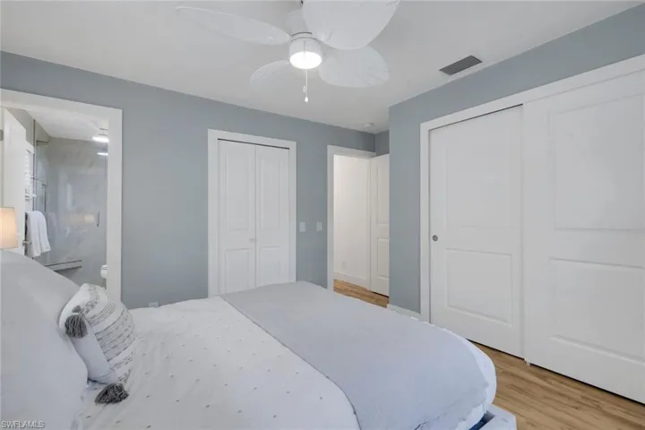 Primary bedroom features two large closets.