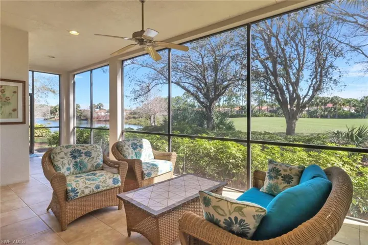 Peaceful lanai space overlooking the golf course and tranquil lake