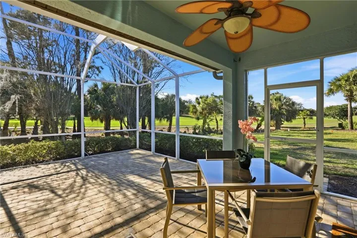 Screened lanai with golf course view