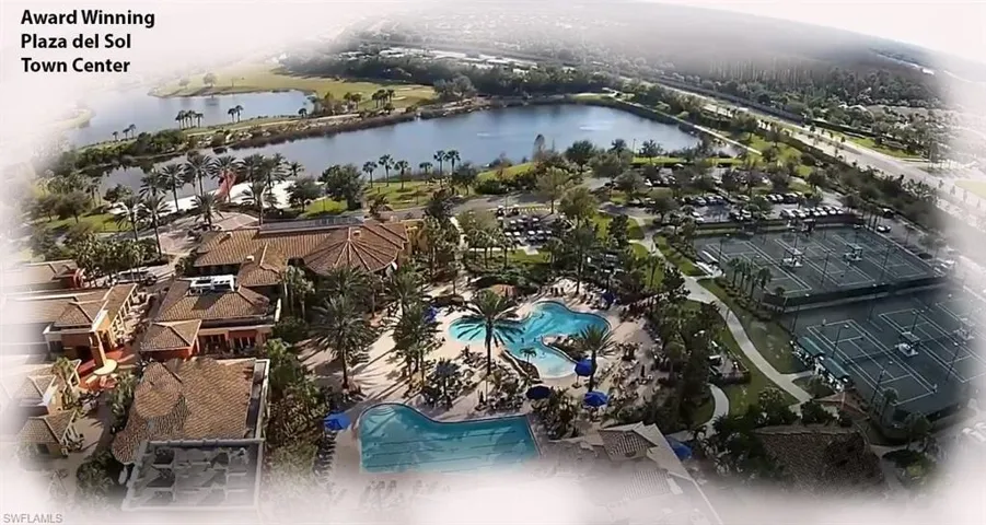 Bird's eye view the town center resort type pool area