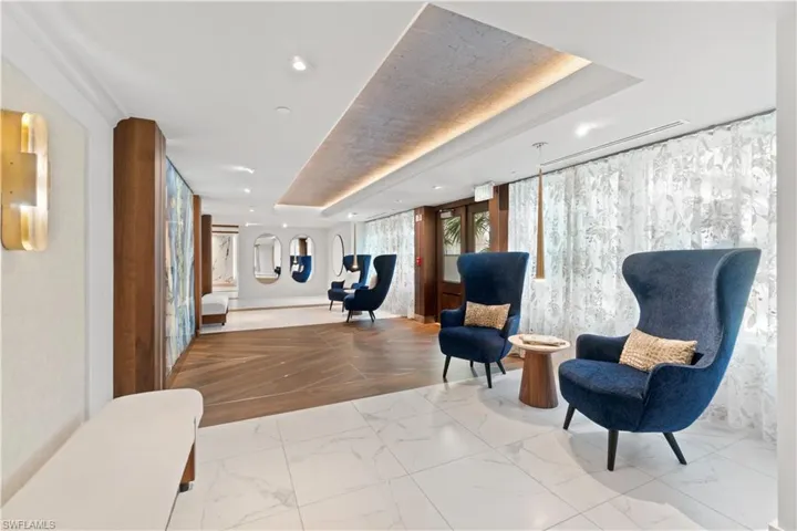 Nicely updated lobby with beautiful tile and stone