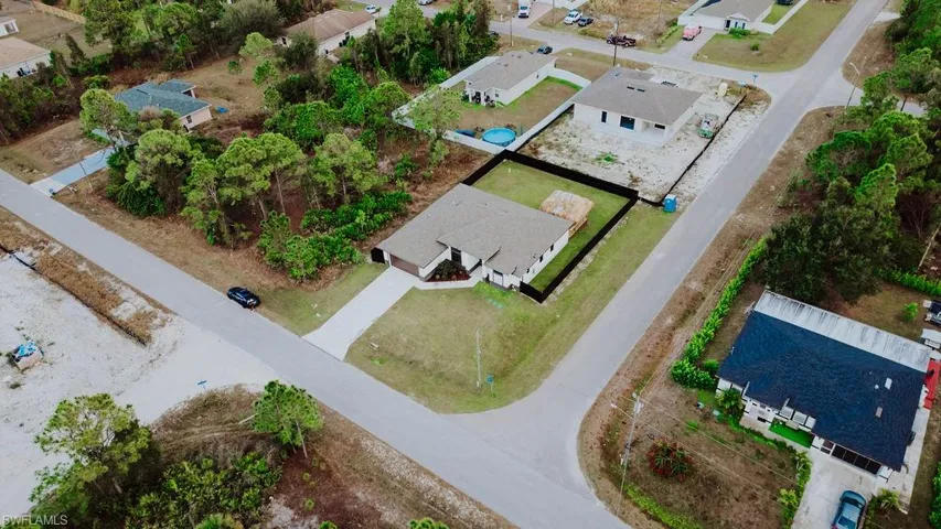 Aerial perspective of suburban area