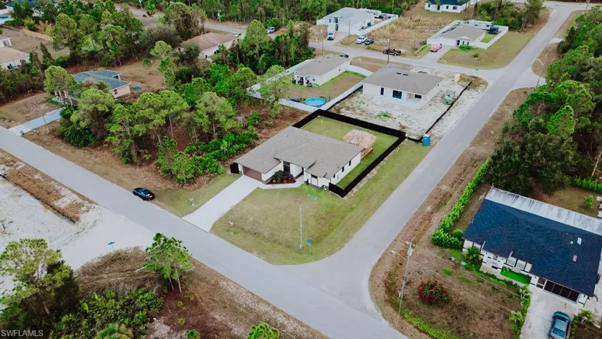 Aerial perspective of suburban area