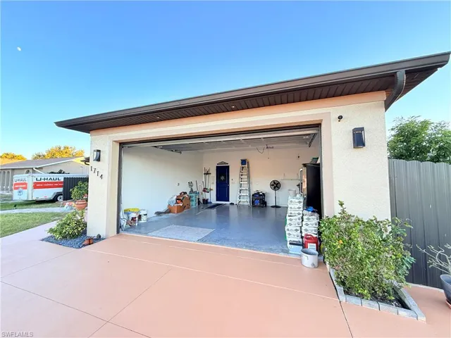 Garage with driveway