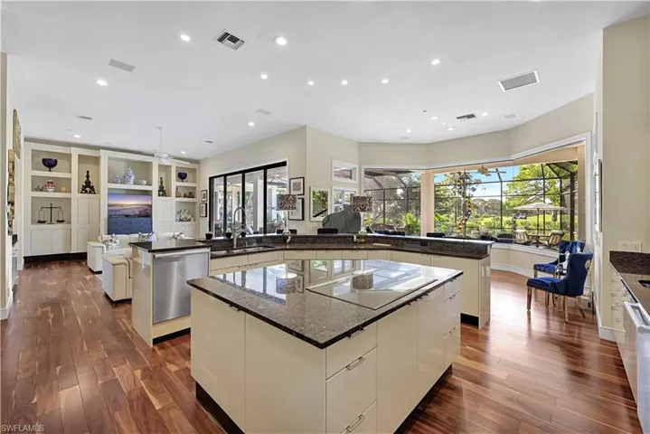 An open kitchen design effortlessly connects the home's main gathering spaces.
