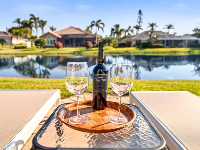 View from outdoor patio featuring a water view