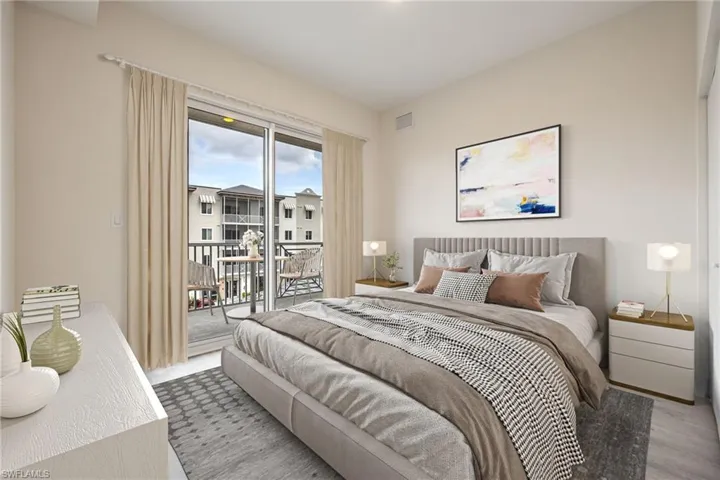 Guest Bedroom with access to balcony - VIRTUALLY STAGED