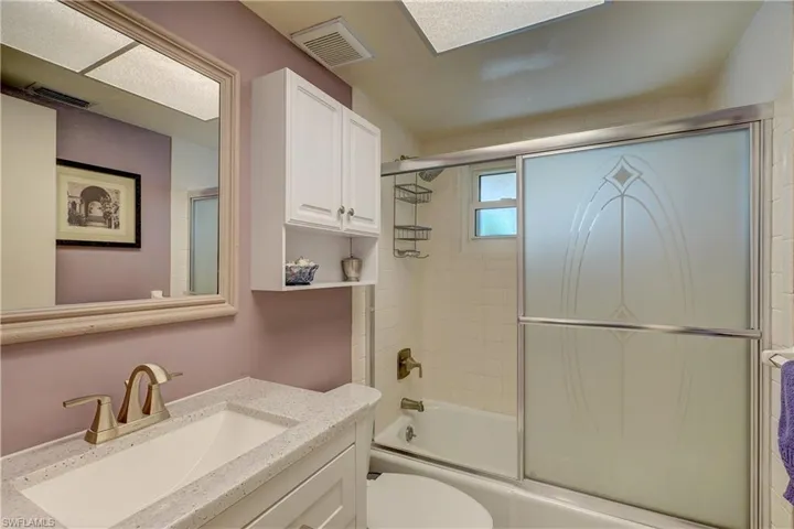 The guest bathroom with shower/tub combo