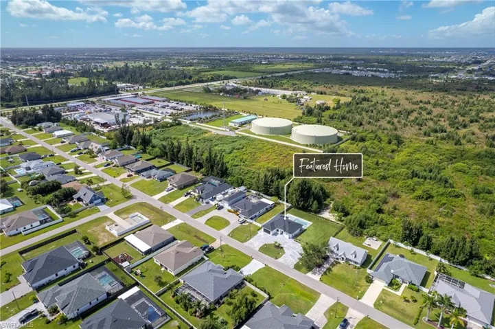 Aerial view of residential area