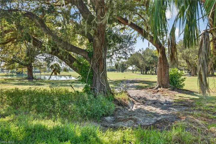View of grassy yard with a water view