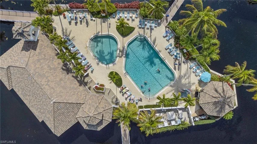 Drone / aerial view of the Pebble Creek Associationb pool area