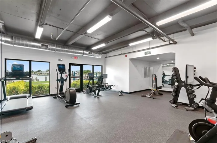 Spacious Fitness Room overlooking the back bay.