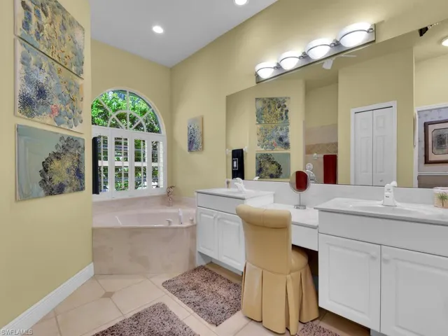 double vanity, tub and separate walk in shower