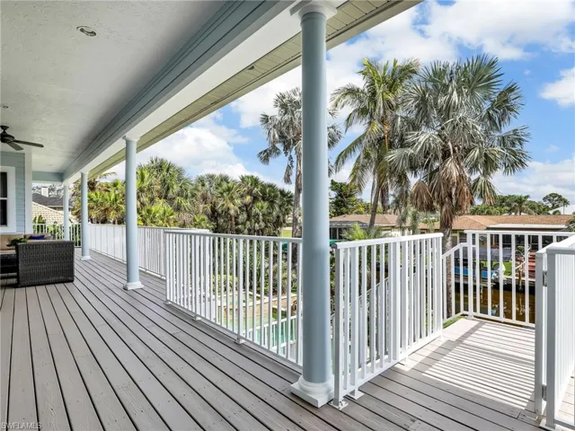 Wooden terrace with ceiling fan