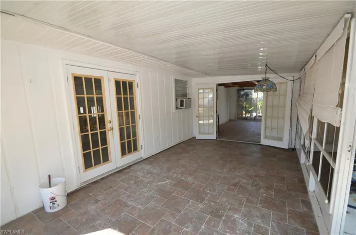 Enclosed sun room.