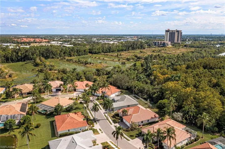 Aerial perspective of suburban area