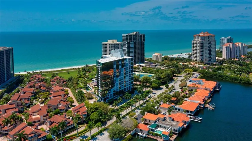 View of urban area featuring a nearby body of water