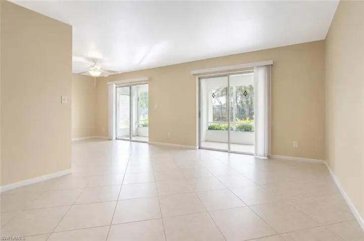 Spacious interior featuring tile flooring throughout