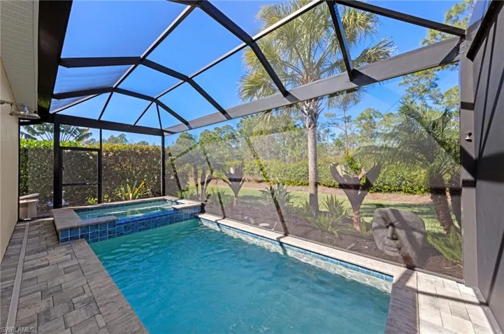 Swimming pool overlooks the private PRESERVE. New NO-SEE-UM SCREEN PICTURE FRAME CAGE (May 2022)