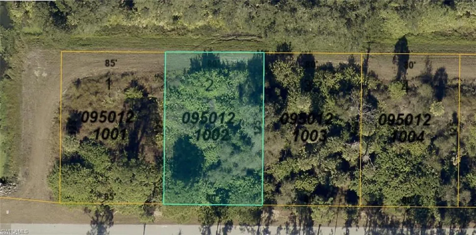 Aerial Property View. Displaying lot boundaries and parcel identification numbers for the property