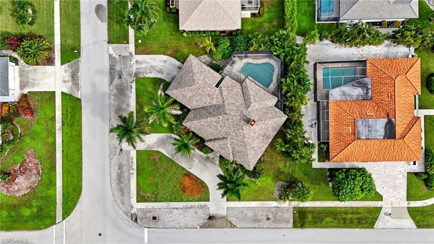 Aerial perspective of suburban area