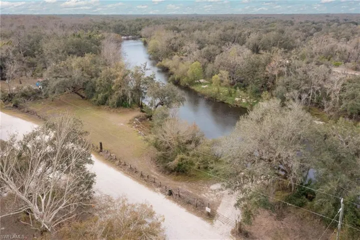 Bird's eye view featuring a forest view and a water view