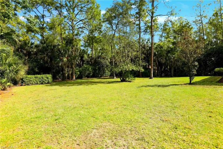 View of green lawn with view of wooded area