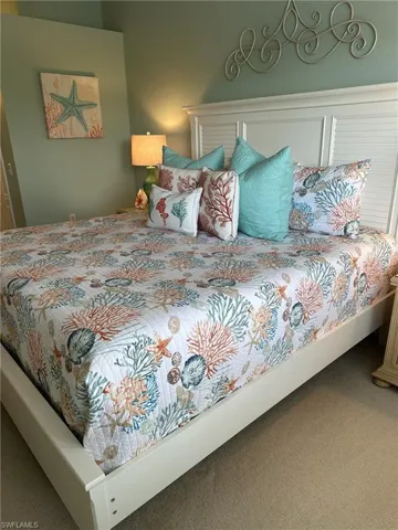 Bedroom with carpet flooring