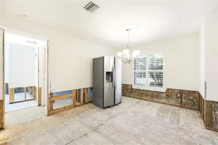 A separate dining area creates space for entertaining.