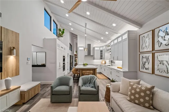 Den with Vaulted Ceilings