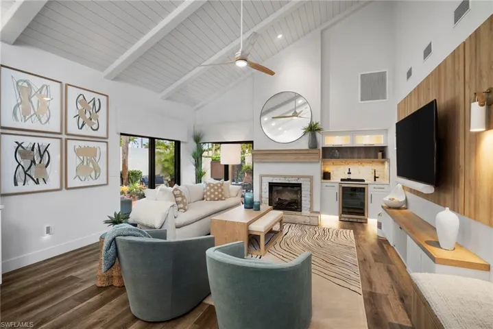Den with Fireplace & Wet Bar