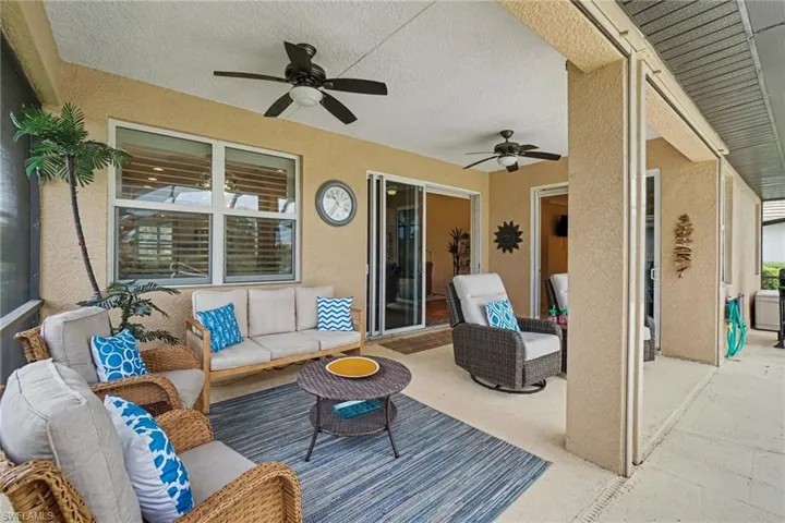 Ample covered area for morning coffee and afternoon happy hour
