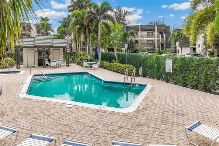 Pool with view to library