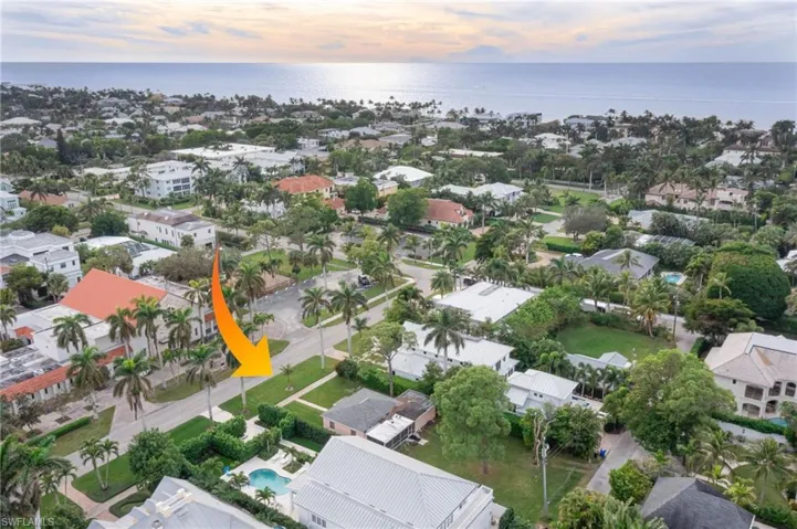 Aerial view showcasing proximity to the beach