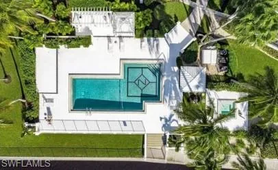 Drone / aerial view of a pool area