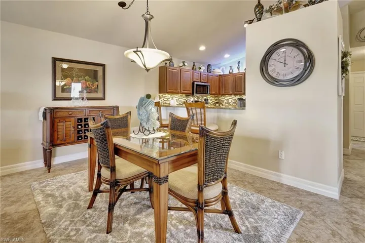 View of tiled dining space
