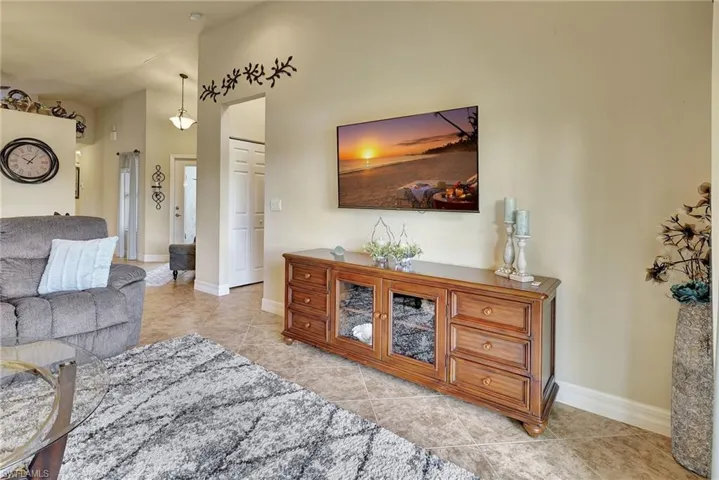 View of tiled living room